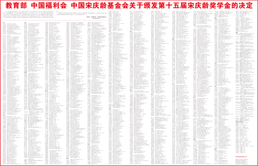 诠释部 中国福利会 中国宋庆龄基金会对于颁发第十五届宋庆龄奖学金的决定
